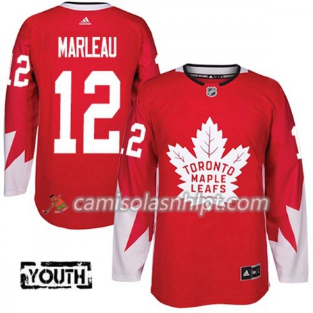 Camisola Toronto Maple Leafs Patrick Marleau 12 Adidas 2017-2018 Vermelho Alternate Authentic - Criança